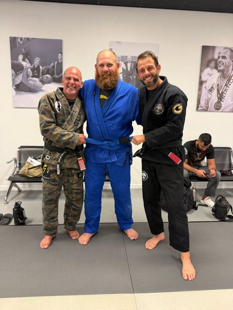 Gustavo Machado and David Valentine at a belt promotion in Venice FL